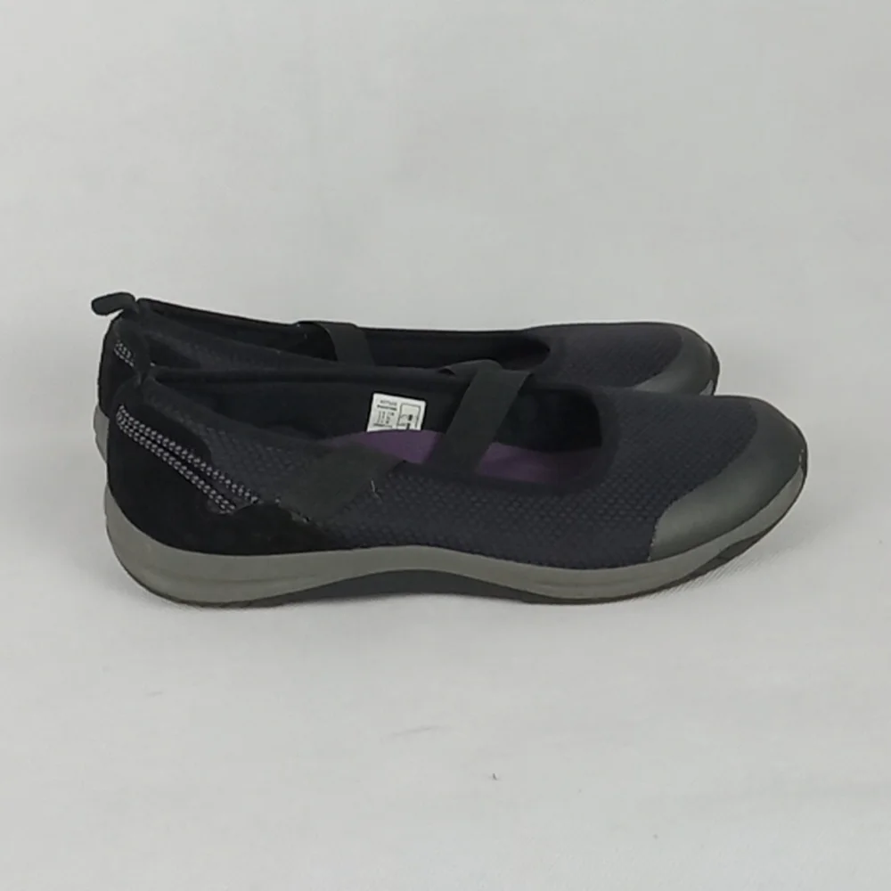 Lands End Mary Jane Slip on Flat Loafers Women's Size 7.5 Black and Gray